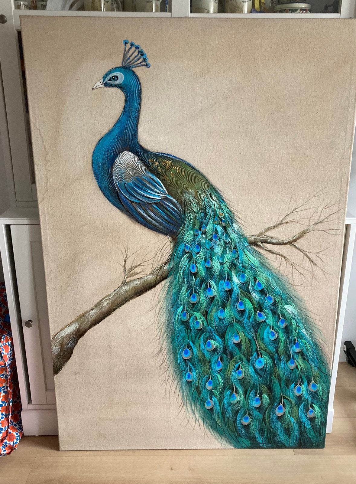 Groot pauwenschilderij, Ophalen