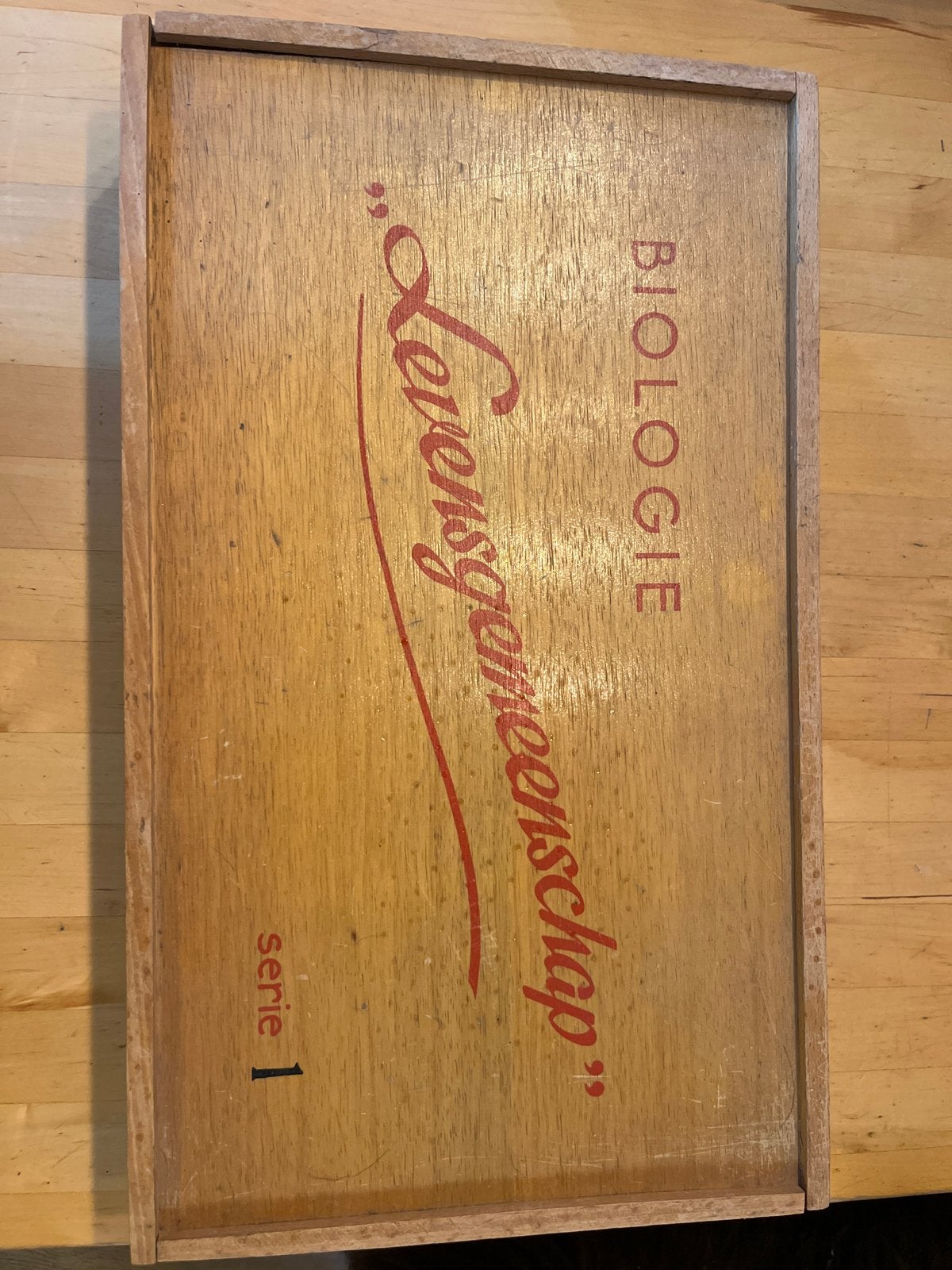 Vintage Houten Kist/Stempeldoos  'Biologie' Serie 1, Ophalen, Gebruikt