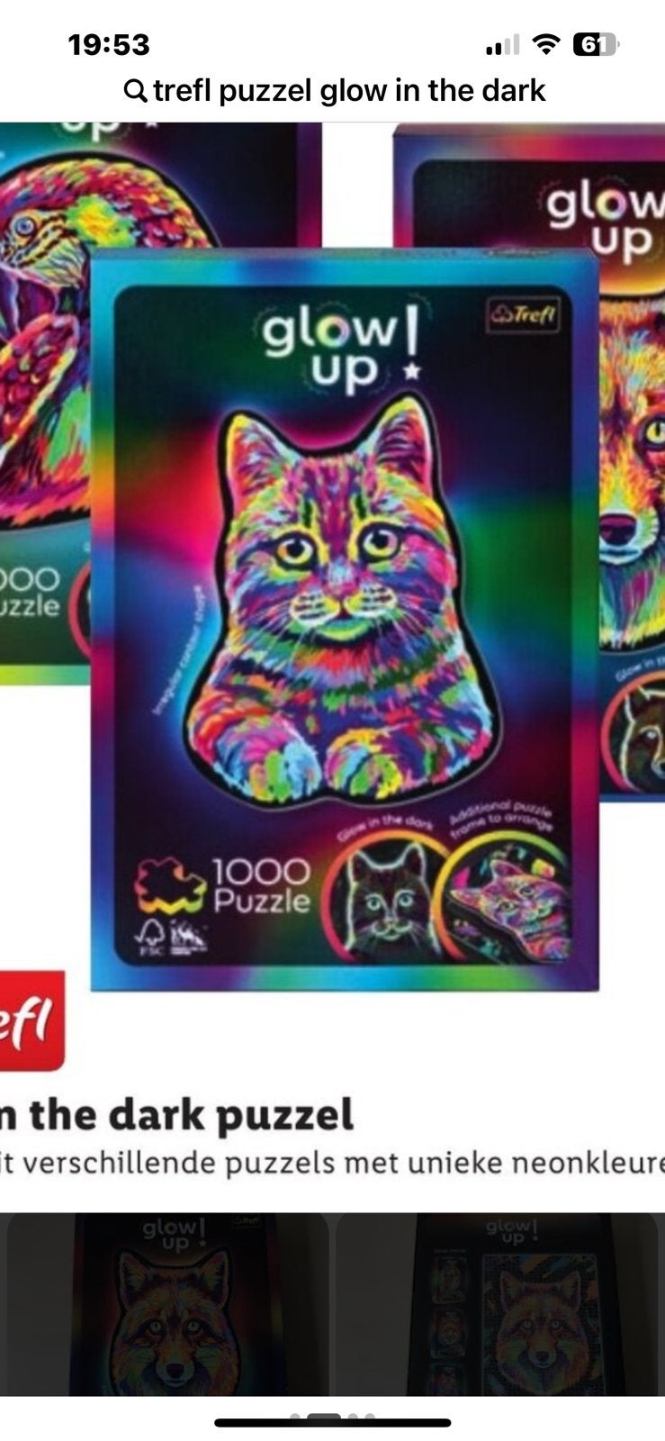 GEZOCHT Trefl glow in the dark puzzel Poes, Ophalen of Verzenden