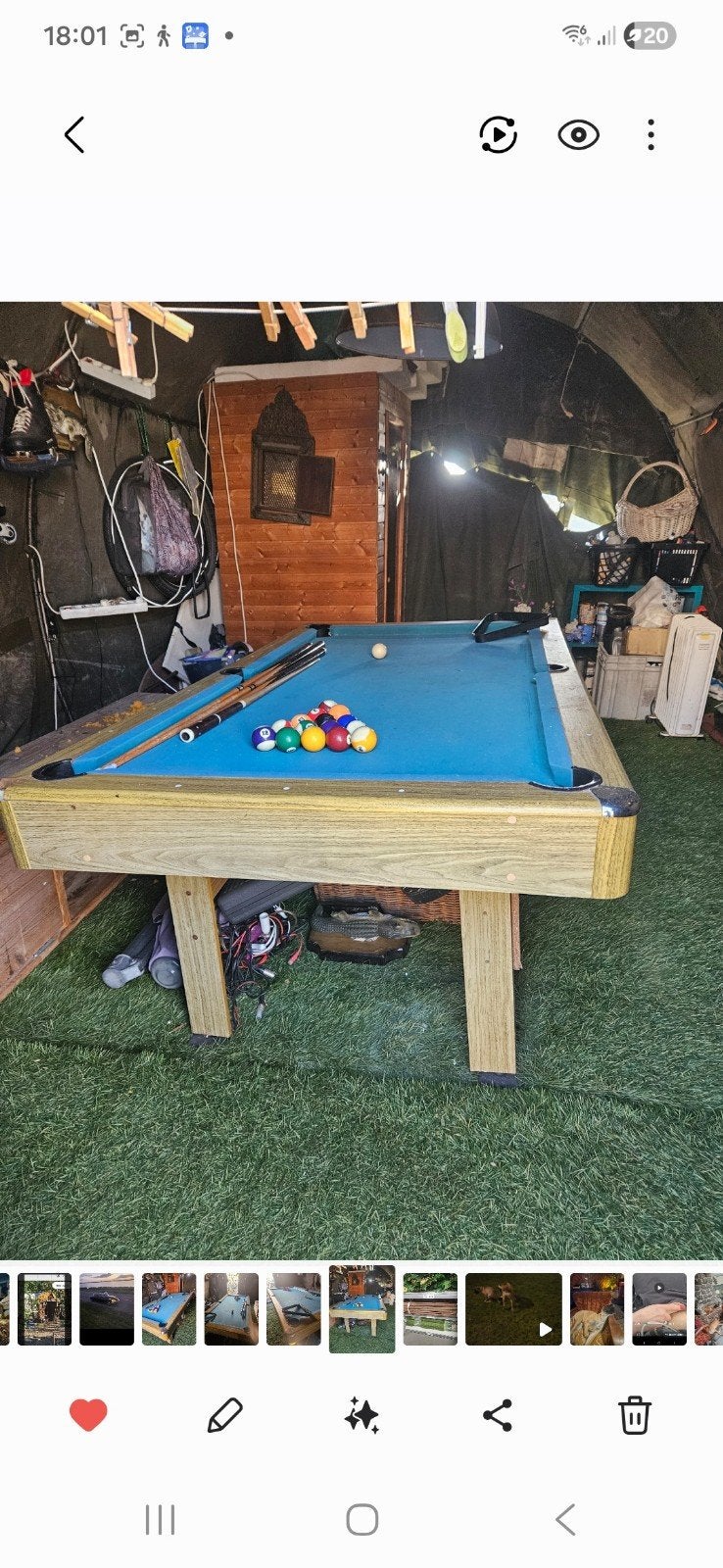 Poolbiljart op stevige standaard met complete set, Ophalen, Gebruikt, Pooltafel