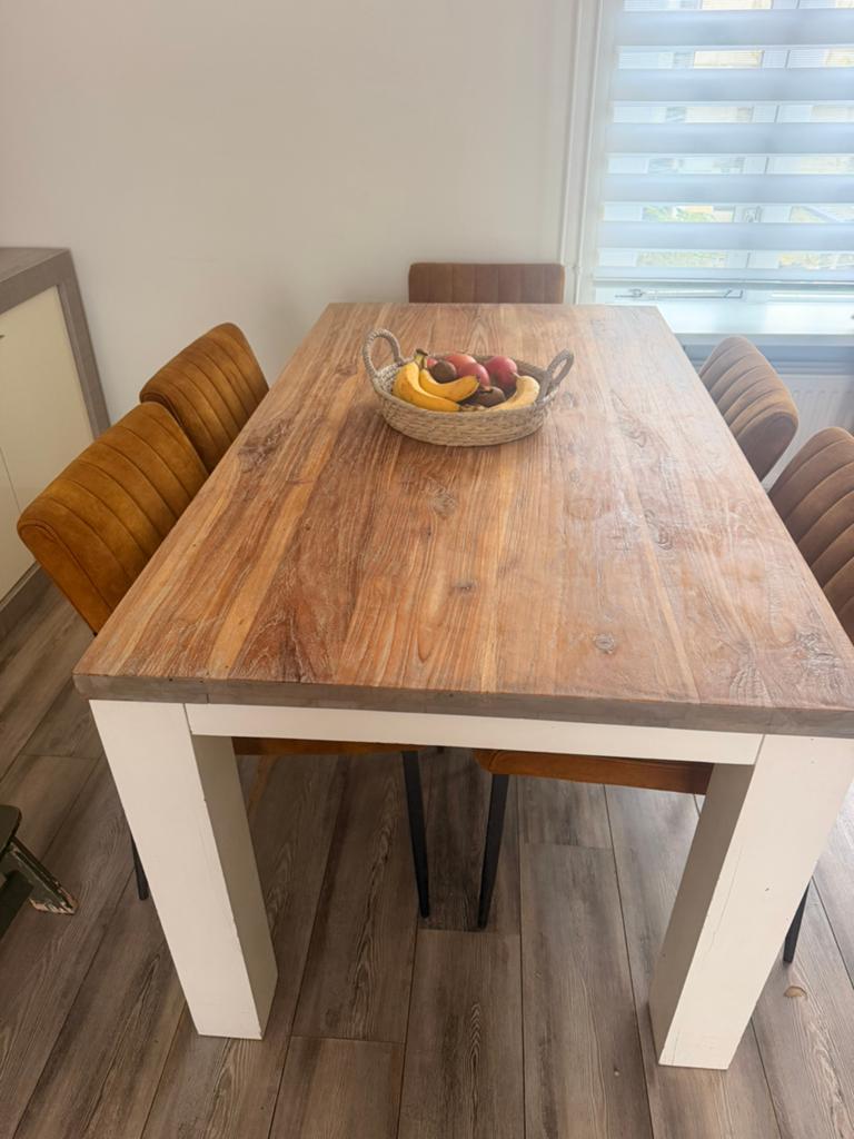 Eettafel en salon 2 tafeltjes, Ophalen of Verzenden, Zo goed als nieuw, 4 tot 6 stoelen
