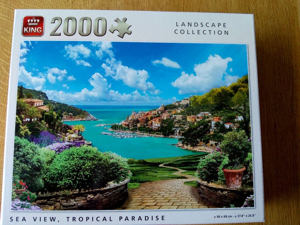 Sea view, tropical paradise puzzel 2000 stukjes, Ophalen of Verzenden, 500 t/m 1500 stukjes, Gebruikt, Legpuzzel