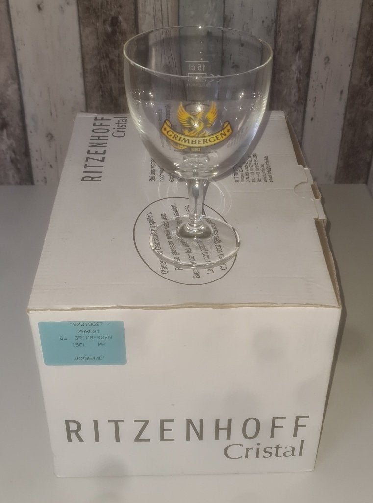 Grimbergen Bierproef Set | 18x Proefglas (15cl) + 4x Plank, Verzamelen, Biermerken, Ophalen, Nieuw, Overige typen, Overige merken