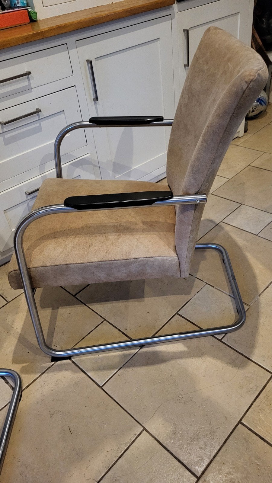 Vintage design Luit van der Helm fauteuils met voetenbankje, Ophalen, Leer, Twee