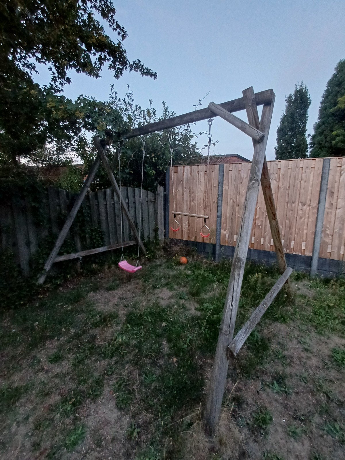 Houten schommelset met twee schommels en ringen, Ophalen, Gebruikt, Schommel