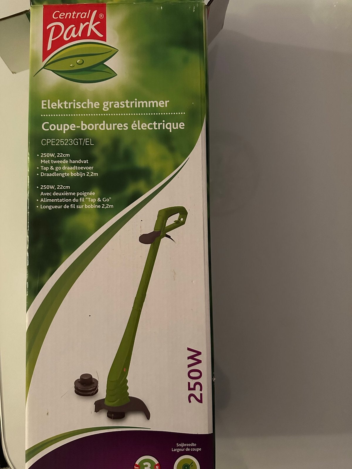 Central Park Elektrische Grastrimmer 250W, 22cm, Cirkelmaaier, Elektrische grasmaaier, Minder dan 30 cm, Nieuw