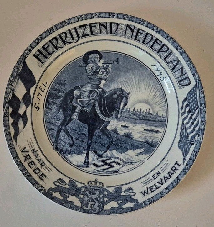 Historisch Delfts Blauw Herdenkingsbord WOII, Ophalen of Verzenden