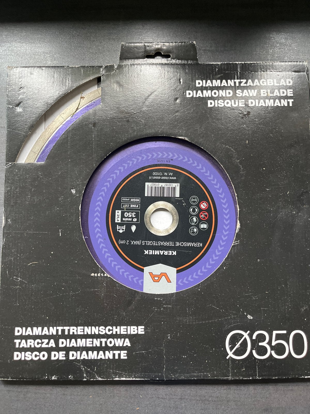 VA Diamantzaagblad Ø 350 mm voor keramische tegels, Ophalen, 70 mm of meer, Overige typen, Nieuw