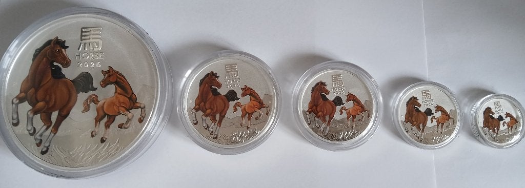 gekleurde set jaar van het paard, Ophalen of Verzenden, Zilver