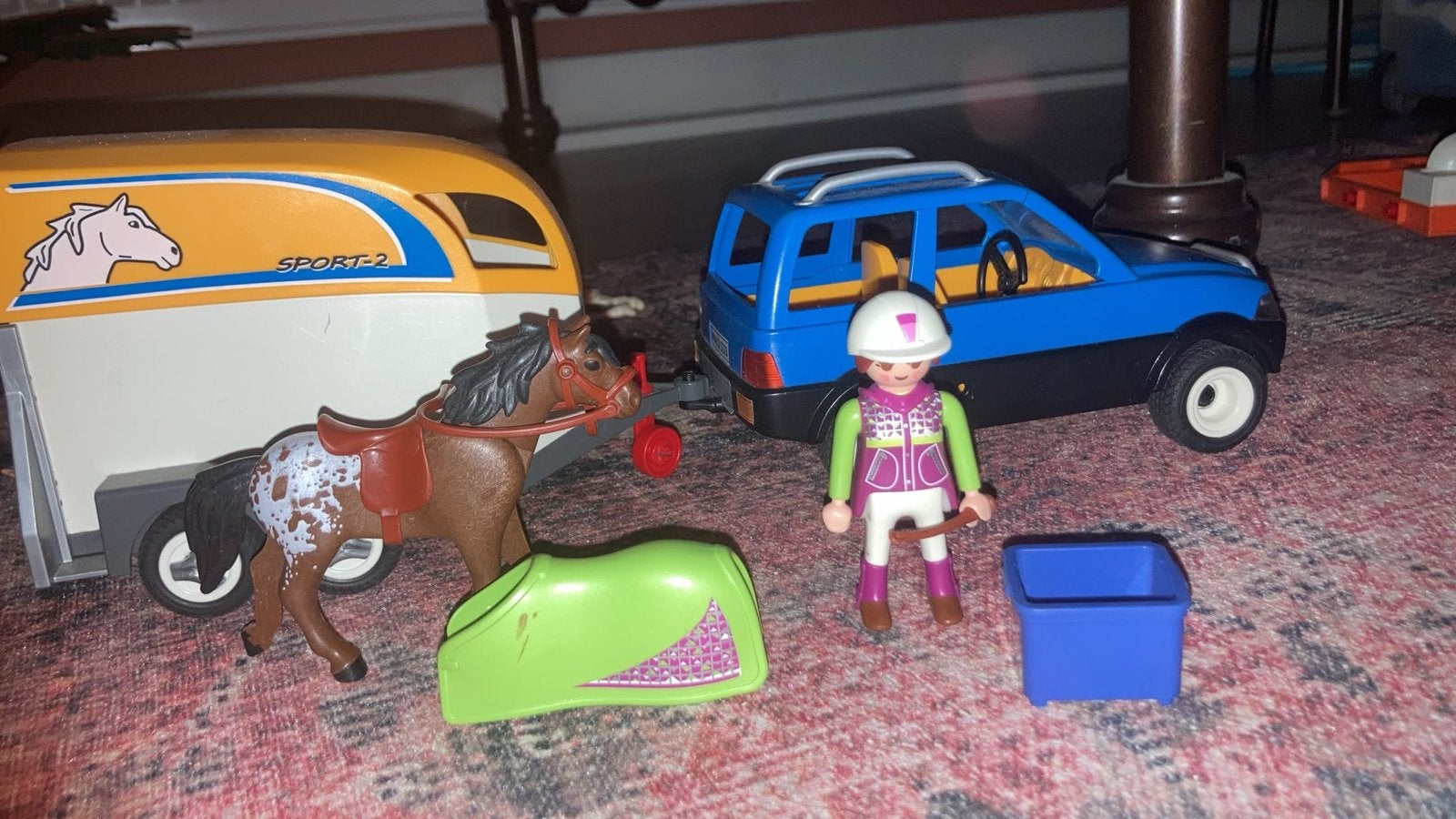 Playmobil paardentrailer met auto en ruiter, Ophalen, Gebruikt