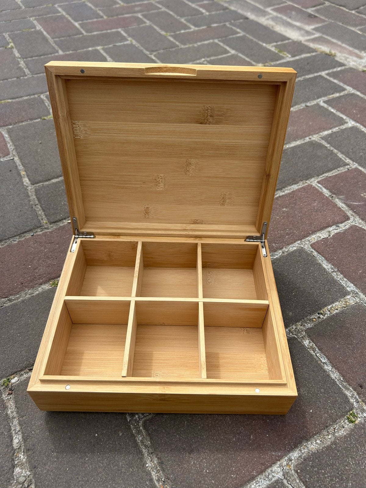Mooie bamboe theedoos met 6 vakken, Ophalen, Hout, Nieuw, Landelijk