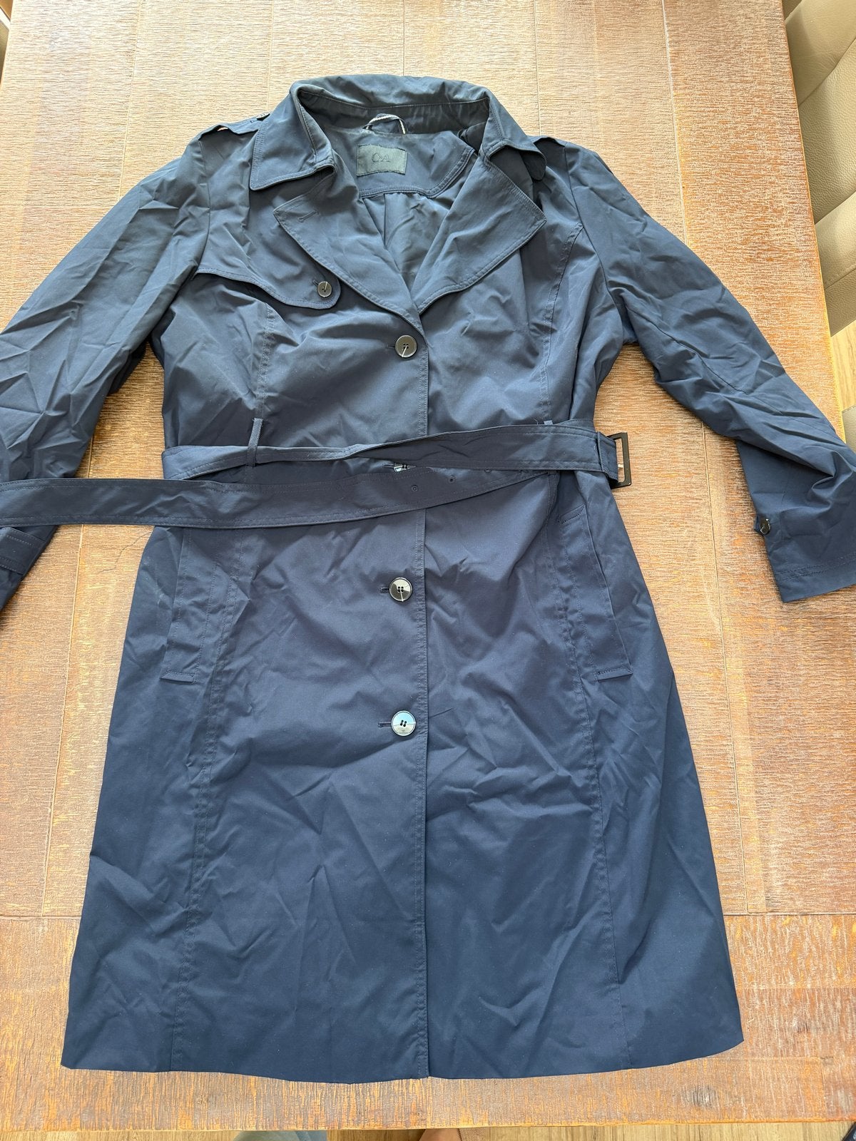 C&A Jas Trenchcoat Maat 48 blauw, Verzenden, Gedragen, Maat 46/48 (XL) of groter, Blauw