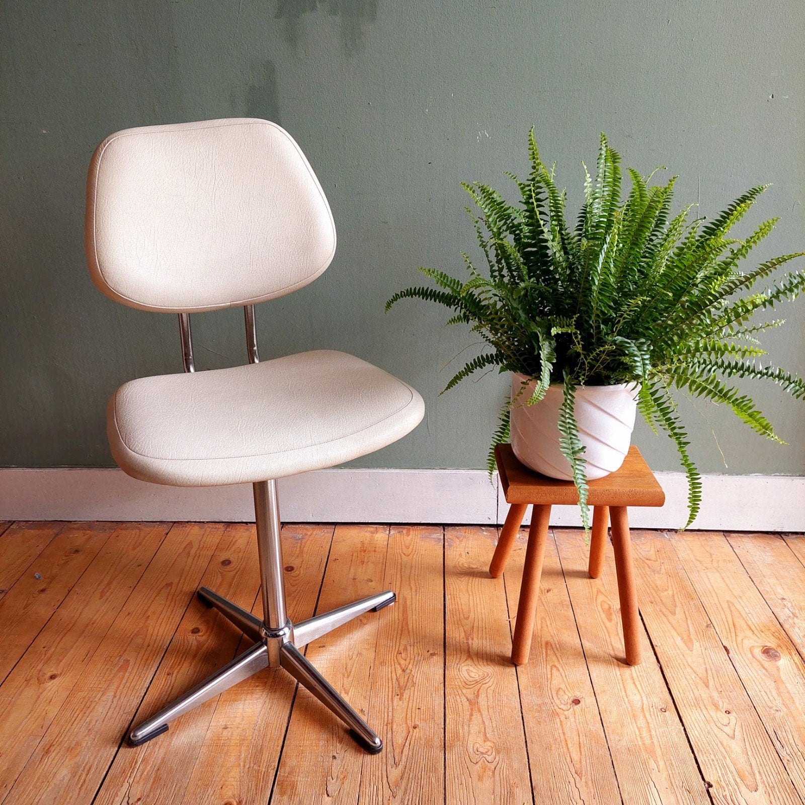 Lucky Vintage stijlvol bureaustoel / stoeltje tieners, Ophalen, Gebruikt, ., Beige