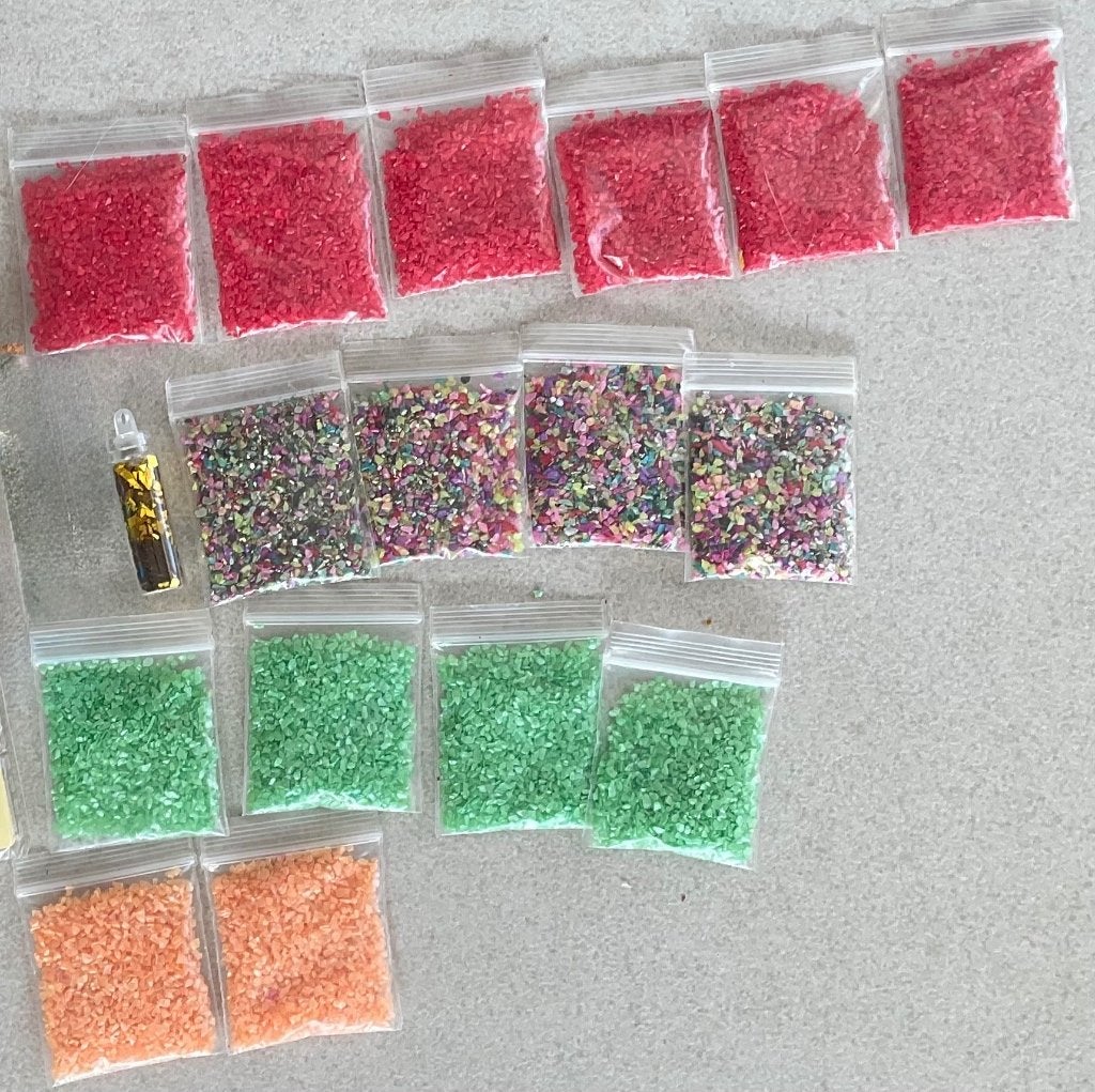 17 stuks verschillende kleuren glitters, Nieuw, Meerkleurig, Ophalen of Verzenden, Overige materialen