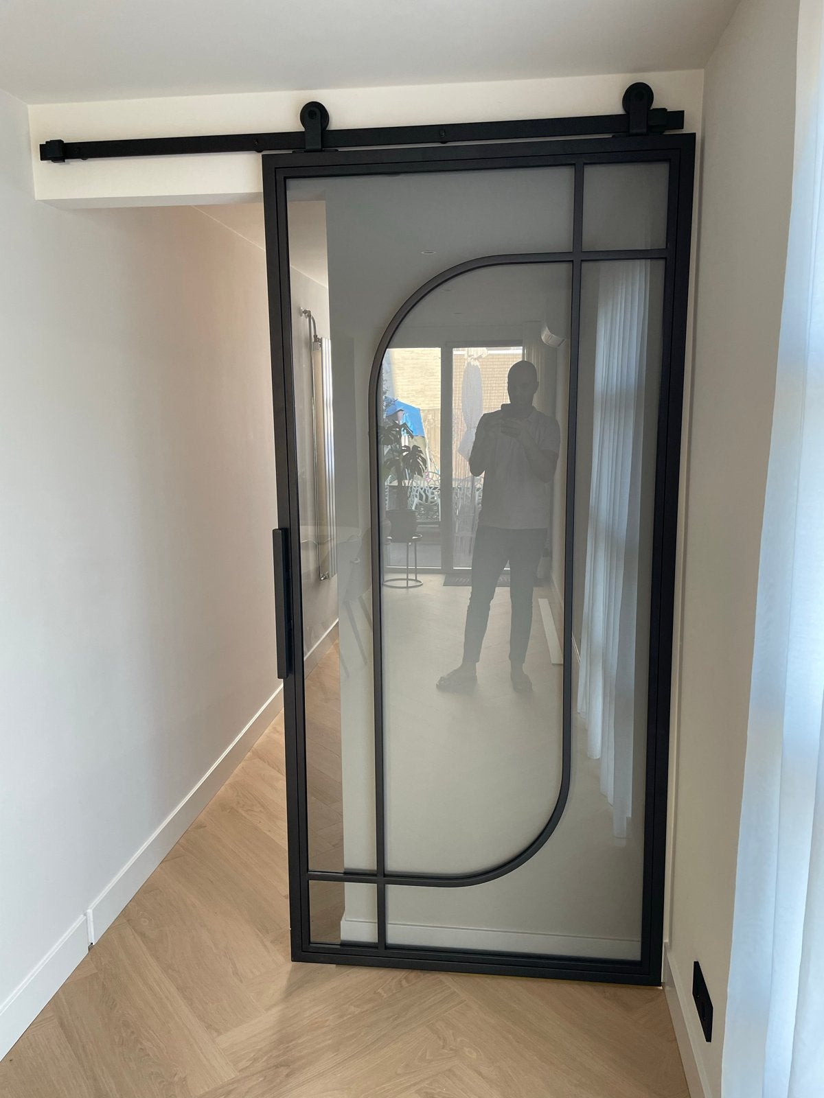 Schuifdeur Elegant Rookglas 220x103.5cm met Slow Stop, Doe-het-zelf en Verbouw, Deuren en Horren, 215 cm of meer, Binnendeur, Schuifdeur