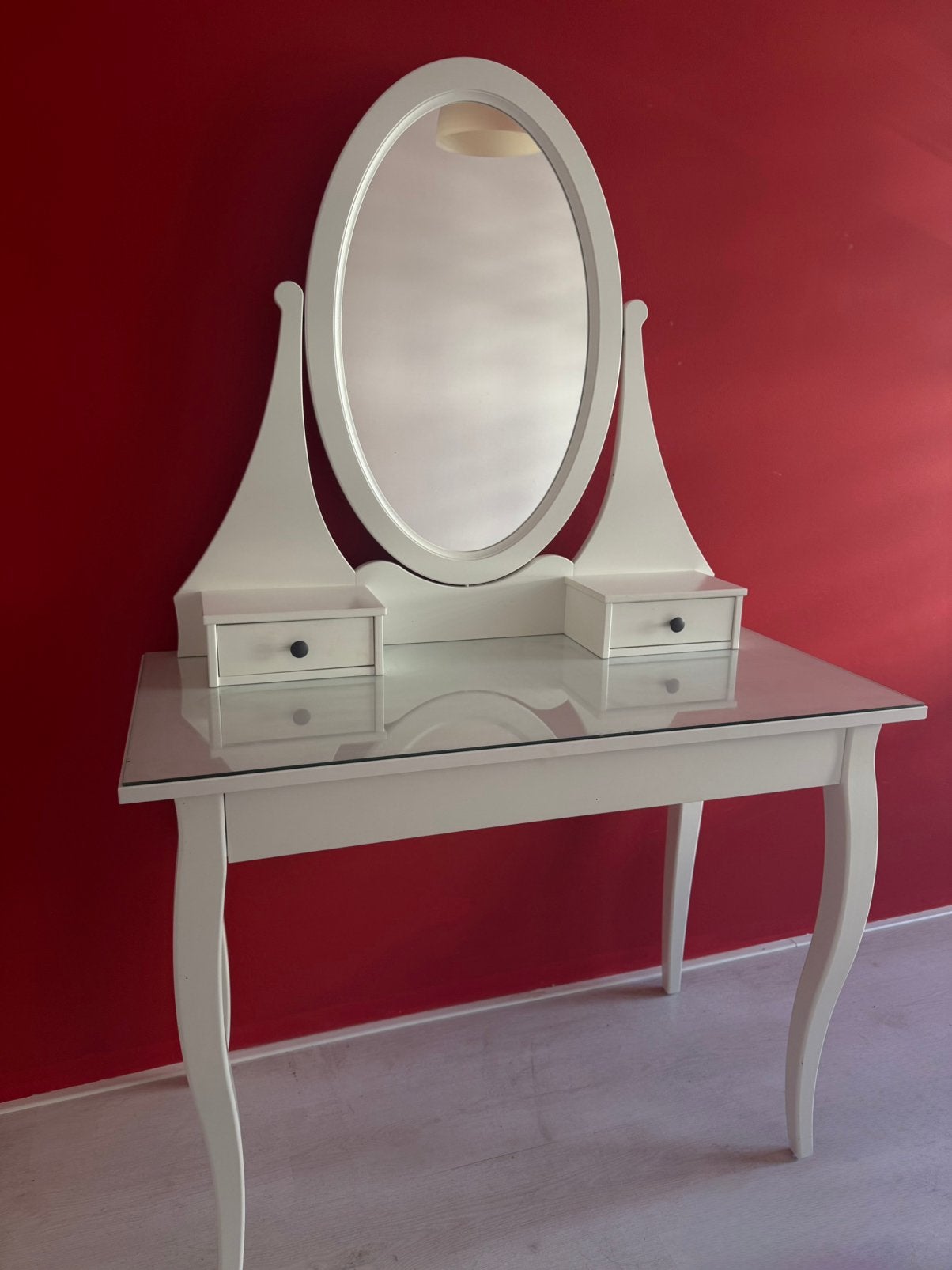 HEMNES Toilettafel met spiegel, wit, 100x50 cm IKEA, Ophalen, Gebruikt, 50 tot 100 cm, Minder dan 100 cm
