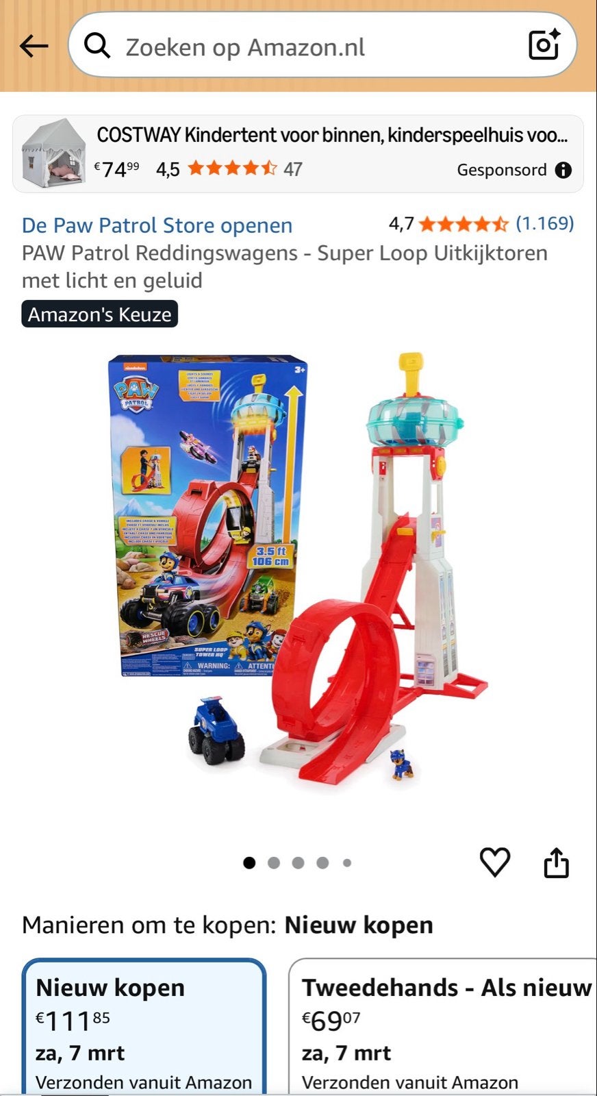Paw Patrol Super Loop Uitkijktoren met licht en geluid, Ophalen of Verzenden, Gebruikt