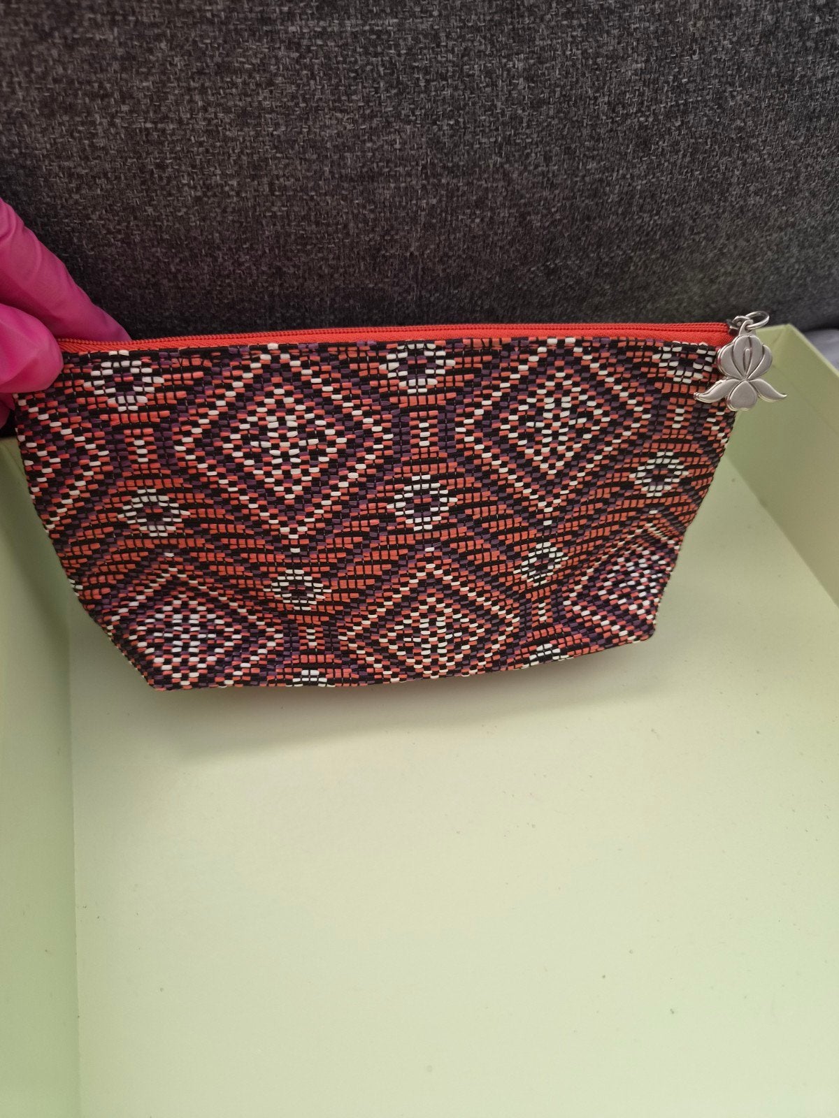 Sisley make up tas oranje paars wit zwart geweven, Ophalen of Verzenden, Nieuw, Wit, Dame