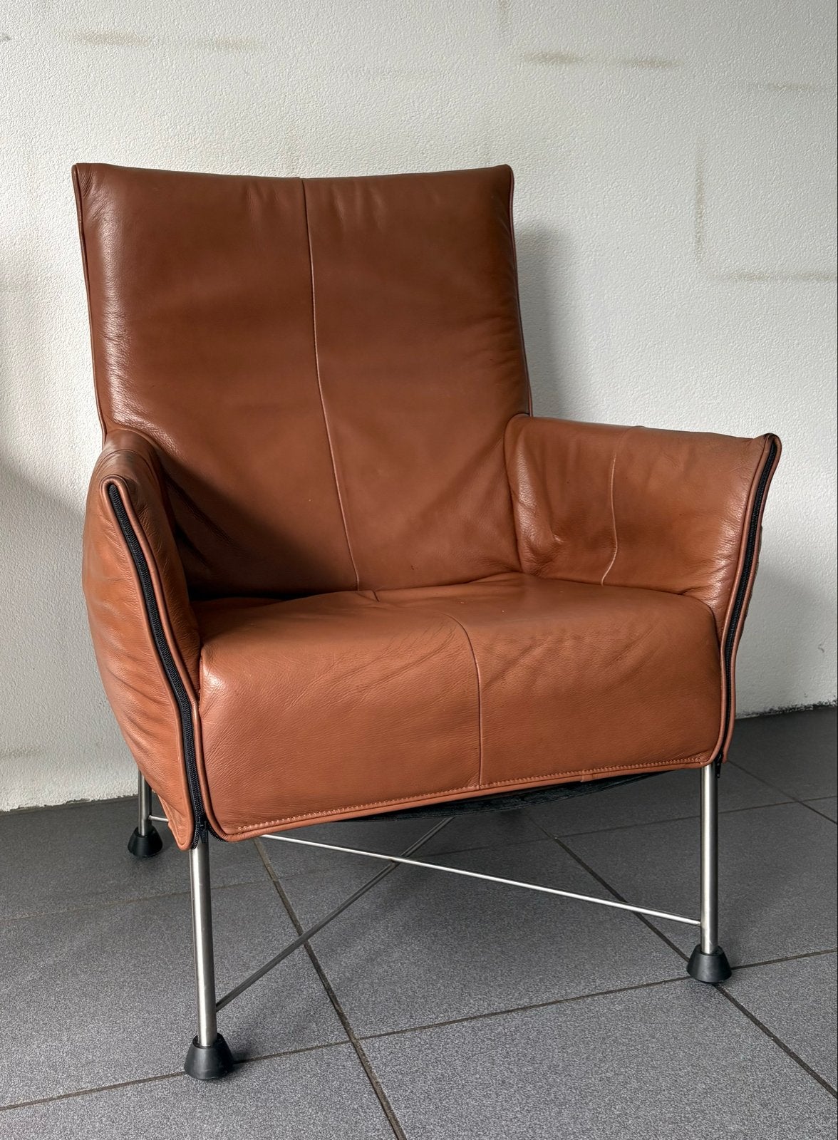 Montis Charly fauteuil - Cognac leer, Ophalen, Gebruikt, Bruin, Leer