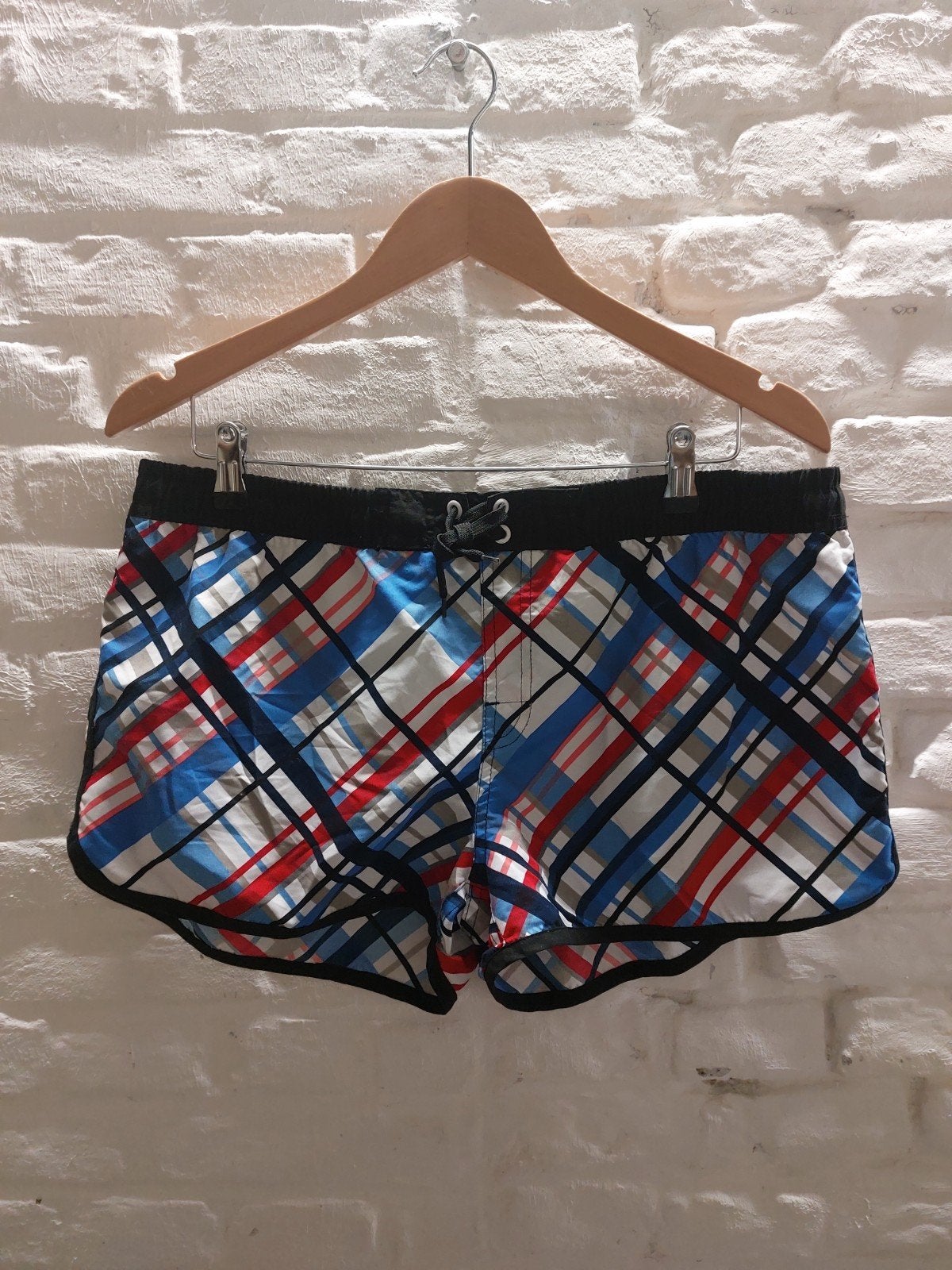 Image geruite short maat 42, Kleding | Dames, Broeken en Pantalons, Zo goed als nieuw, Maat 42/44 (L), Blauw, Kort, Verzenden