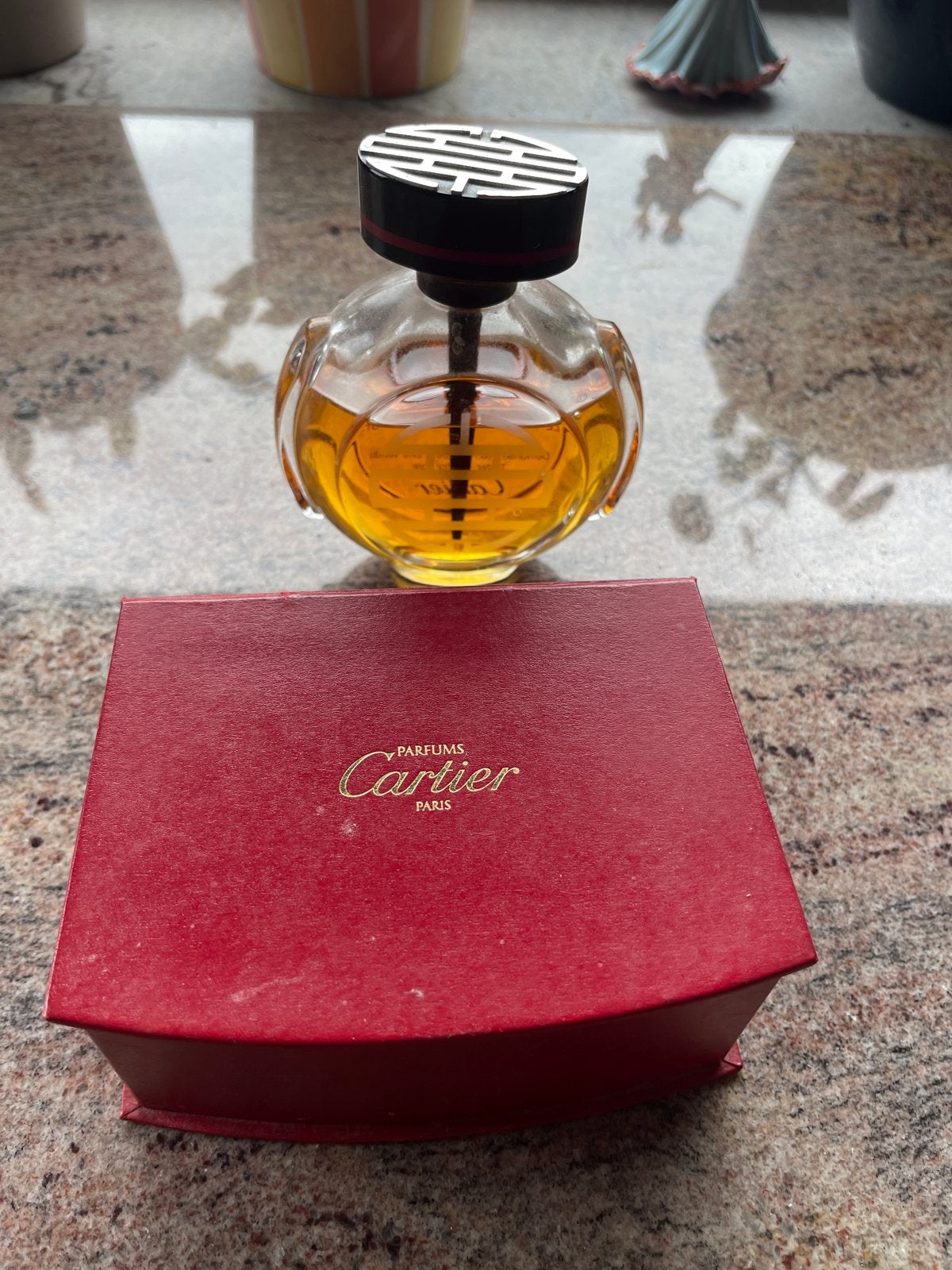 Vintage Cartier Parfum met doos en extra's, Ophalen of Verzenden, Gebruikt