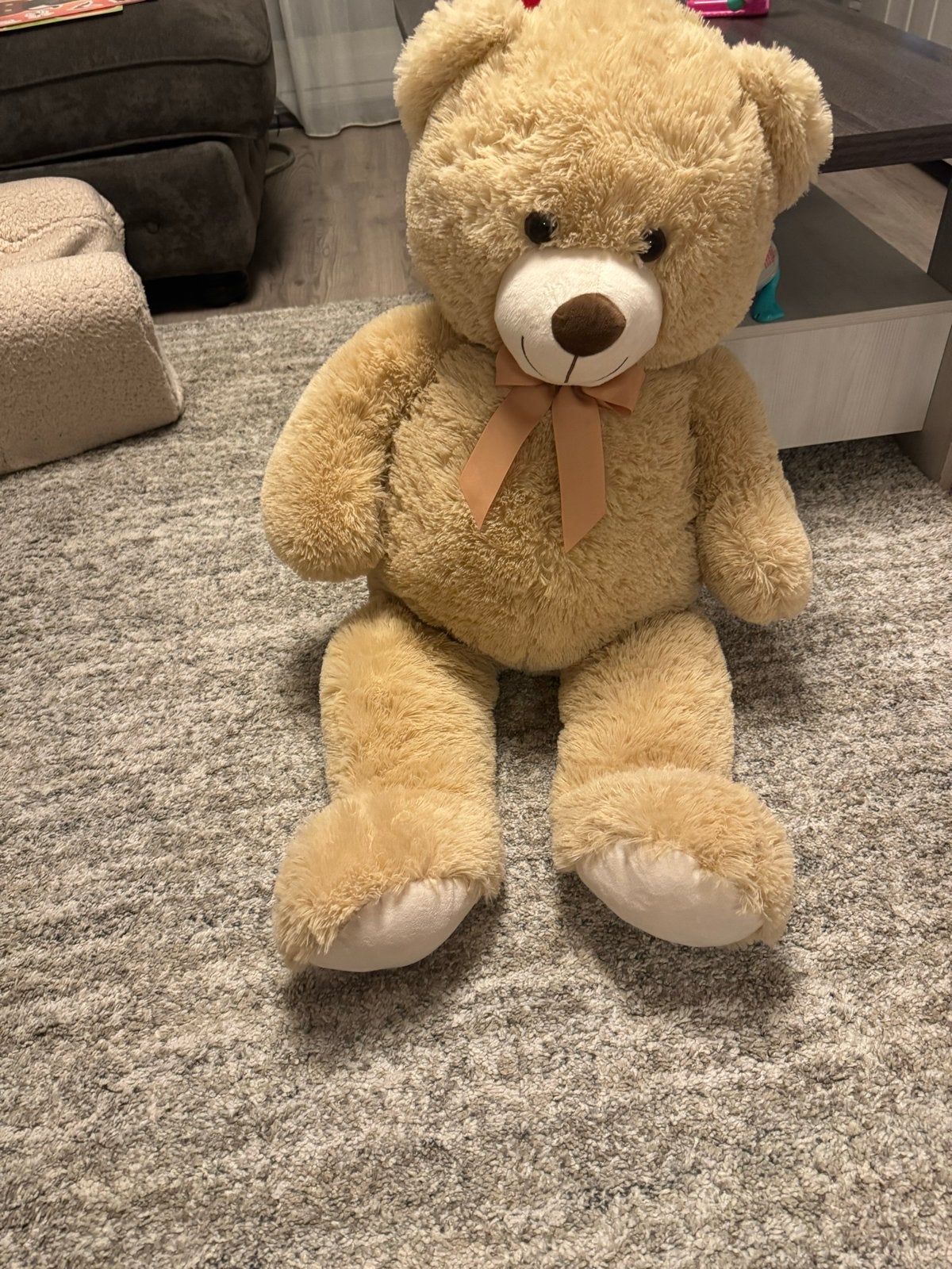 Grote knuffelbeer 95cm - Lichtbruin beige, nog nieuw!, Kinderen en Baby's, Ophalen, Beer, Nieuw, Met kleding of accessoire
