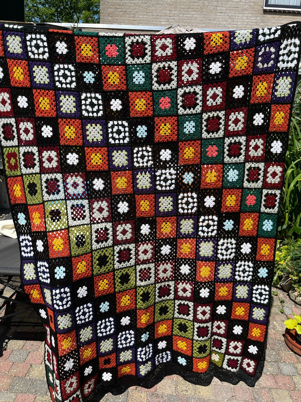 Handgehaakt sprei - 1.50 x 1.40 meter, Ophalen, Gebruikt, Meerkleurig, Handgemaakt
