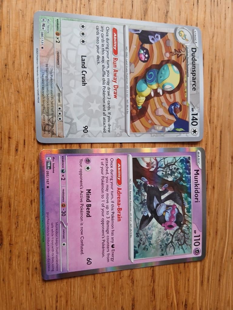 Dudunsparce 080/131 & Munkidori 095/167, Ophalen of Verzenden, Zo goed als nieuw, Meerdere kaarten, Foil