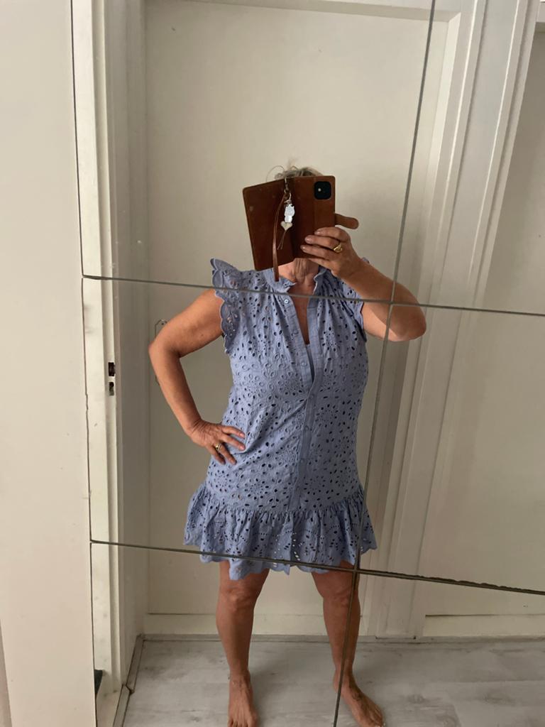 Broderie jurkje. H&M. M, Maat 38/40 (M), Blauw, Ophalen of Verzenden, Zo goed als nieuw