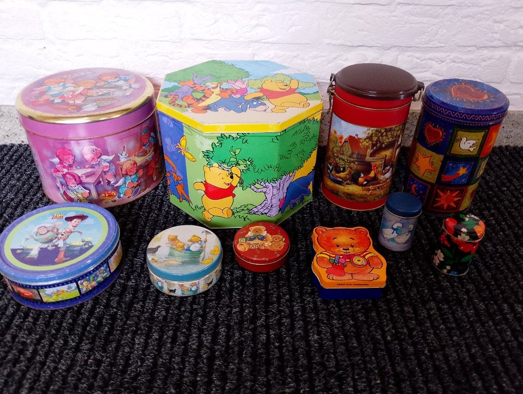 Blikken diverse (beschuit, kerst Winnie de Poeh), Ophalen of Verzenden, Gebruikt, Overige
