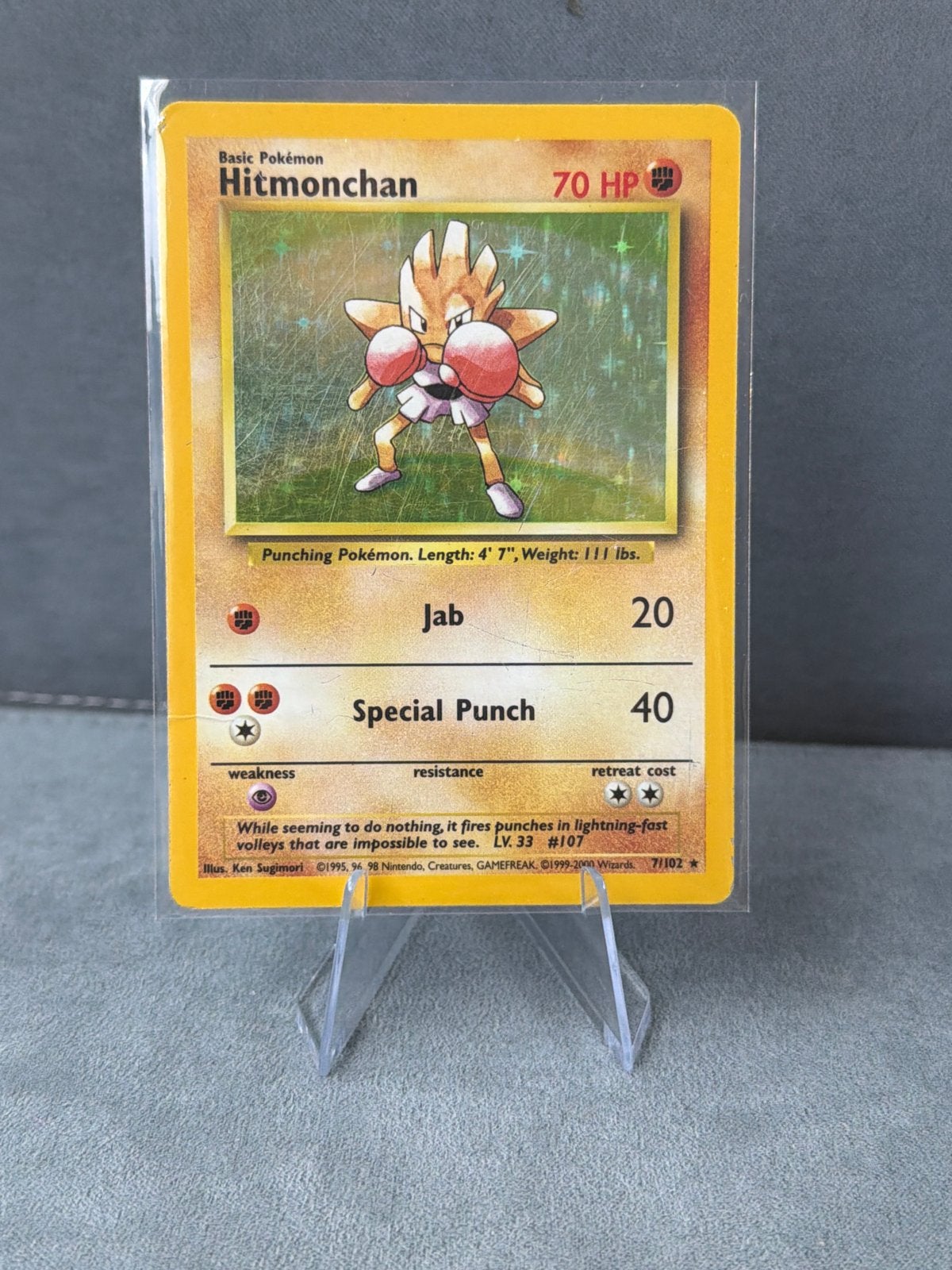 Pokémon Kaart: Hitmonchan (Base Set), Ophalen of Verzenden, Gebruikt, Losse kaart