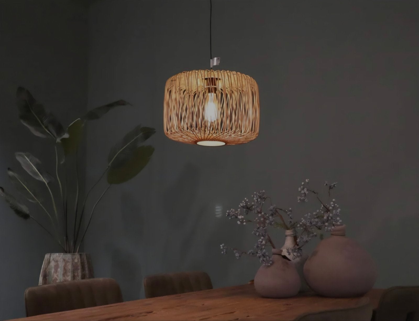 sfeervolle hanglamp bamboe, Ophalen of Verzenden, Zo goed als nieuw