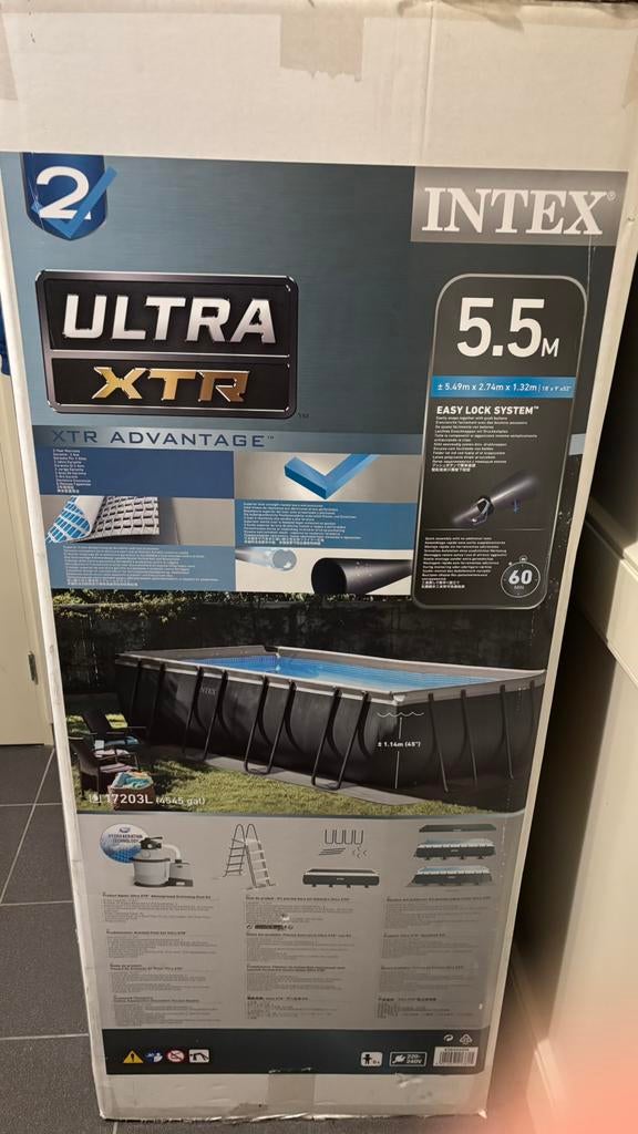 Intex ultra xtr 5,49 x 2,74x 1,32 met zonneboilers, 300 cm of meer, Zo goed als nieuw, Rechthoekig, Ophalen