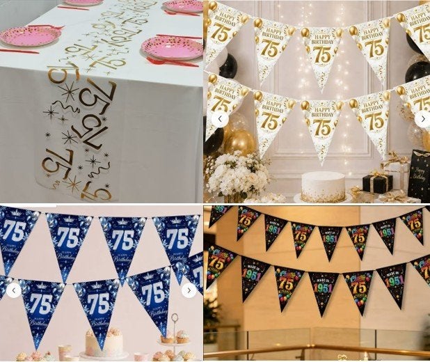 Feestelijke decoratie vlaggetjes, 75e verjaardag, Ophalen of Verzenden, Zo goed als nieuw