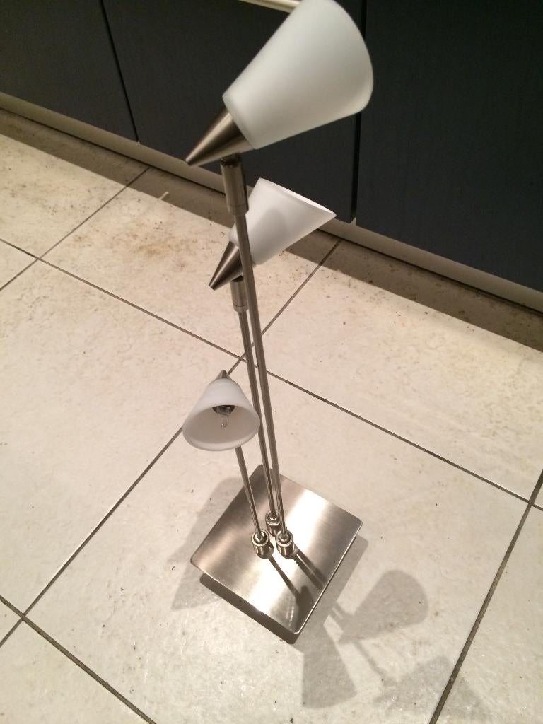 Sompex Design RVS en Melkglas Plafondlamp ZGAN!!, Ophalen, Zo goed als nieuw, Glas