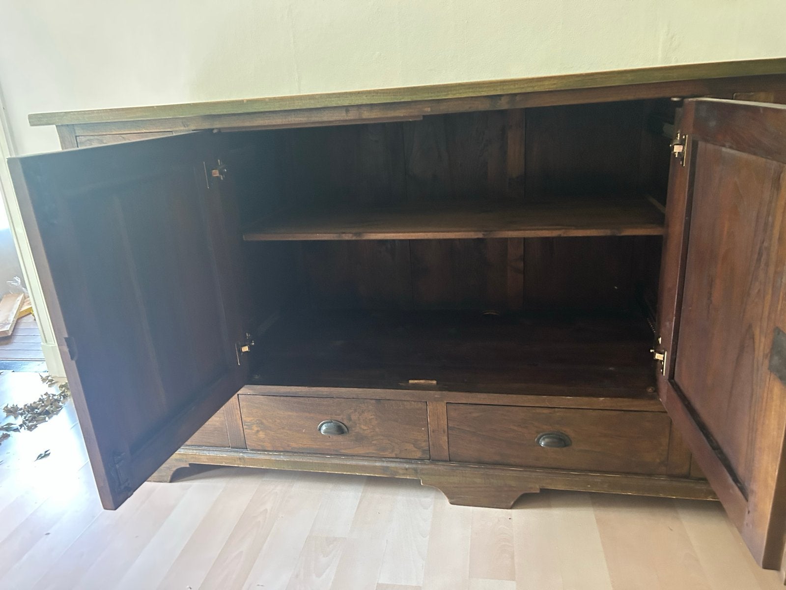 Massief houten dressoir met lades en deuren, Ophalen, Gebruikt, 150 tot 200 cm, Met lade(s)