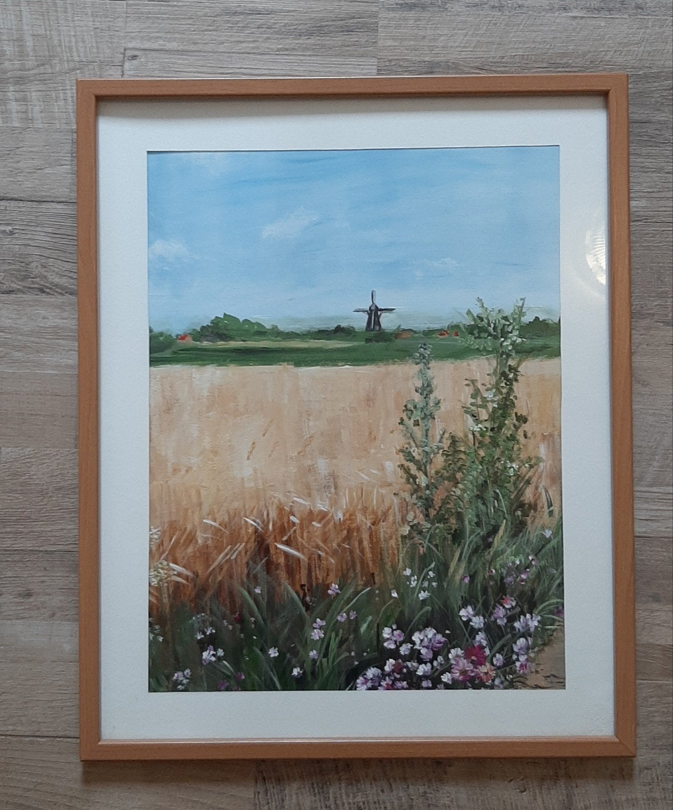 Ingelijst schilderij  landschap, Ophalen of Verzenden