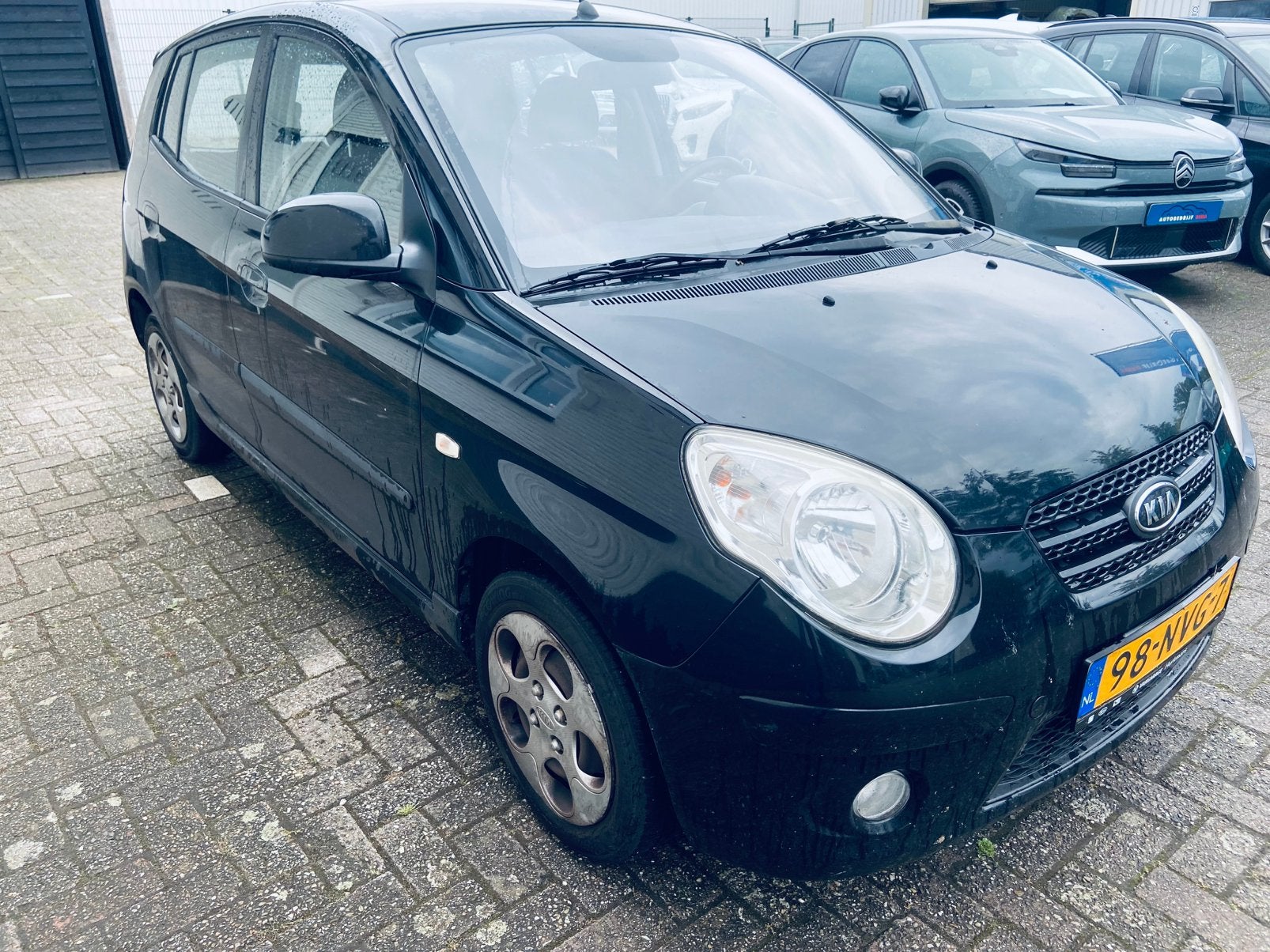 Kia Picanto 1.0 2010 Zwart, Auto's, 4 cilinders, 400 kg, Zwart, Origineel Nederlands