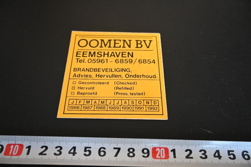 sticker Eemshaven OOMEN BV brandbeveiliging, Ophalen, Zo goed als nieuw, Sticker