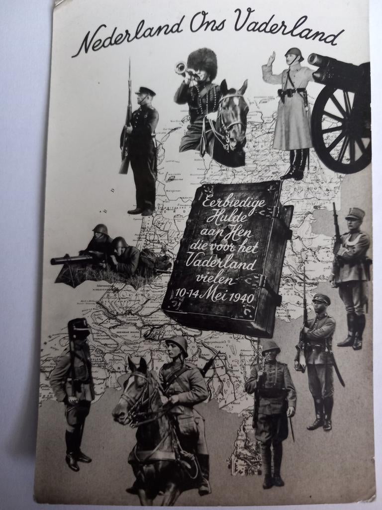 Nederlandse kaart mei 1940 - Eerbetoon aan Vaderland, Verzamelen, ., Ophalen of Verzenden, ., Foto of Poster