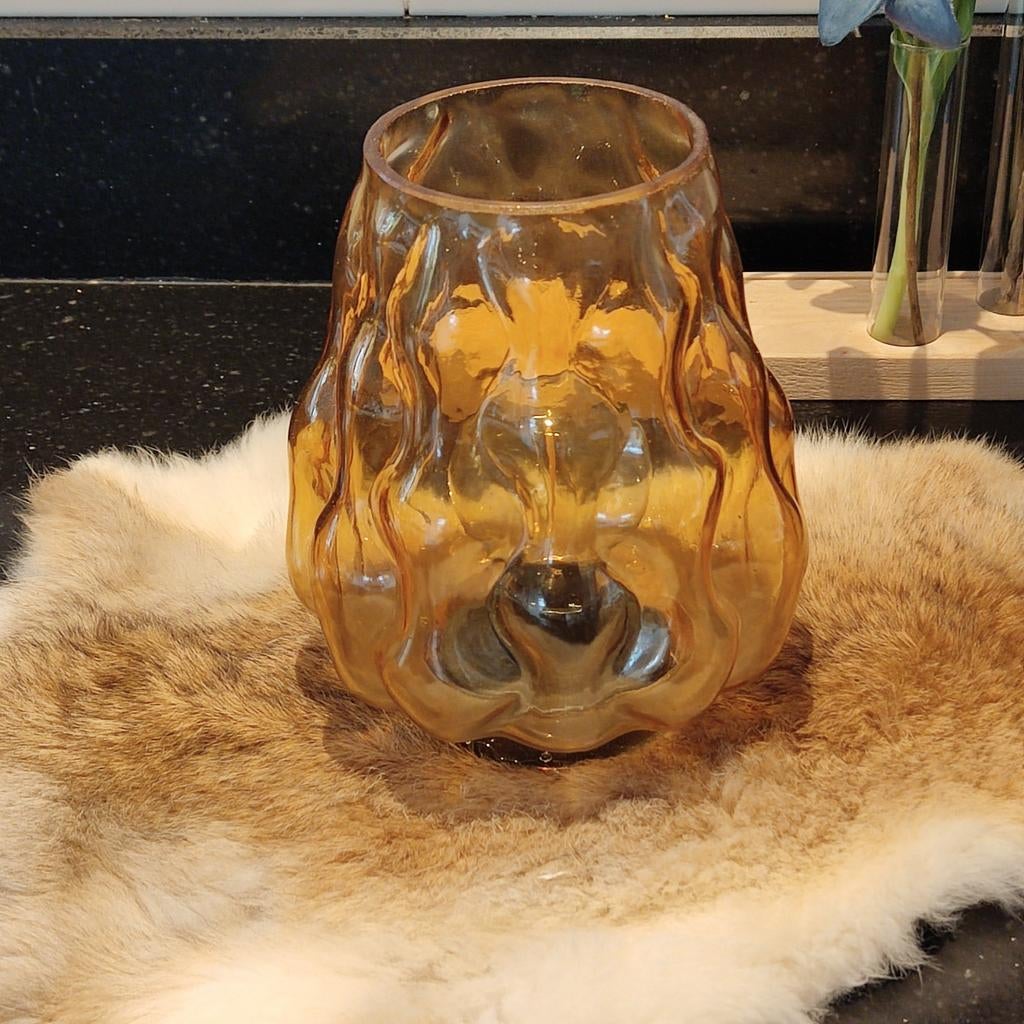 Sfeervolle lampverlichting in amberkleurig glas, Oranje, Ophalen of Verzenden, Minder dan 50 cm, Glas