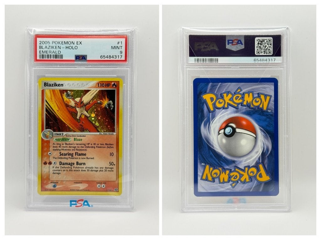 Blaziken Holo #1 EX Emerald PSA 9, Verzenden, Zo goed als nieuw, Losse kaart