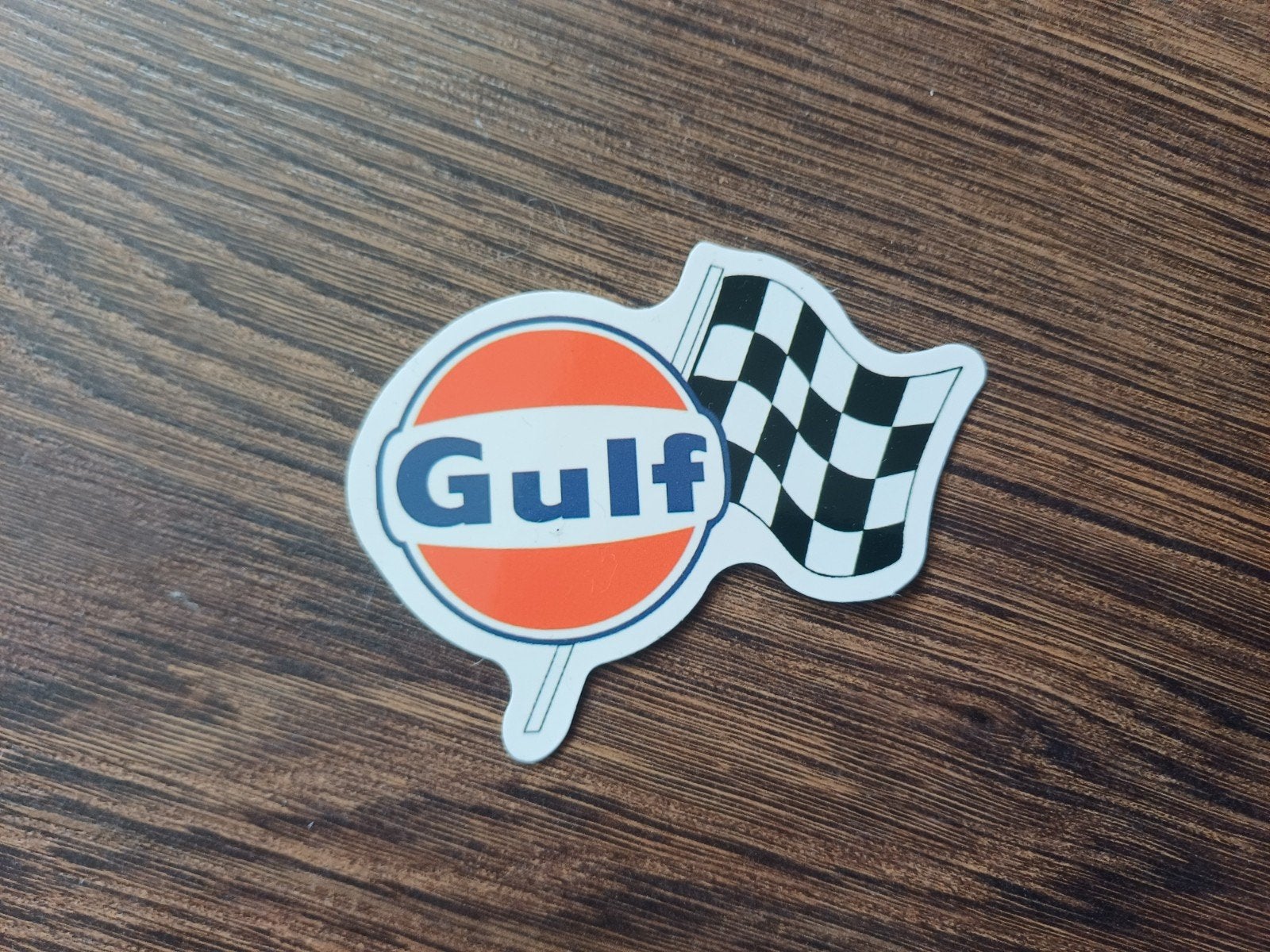 Vinyl Gulf Racing Sticker - Oranje-Blauw Gulf Oil Logo, Ophalen of Verzenden, Nieuw, Auto of Motor