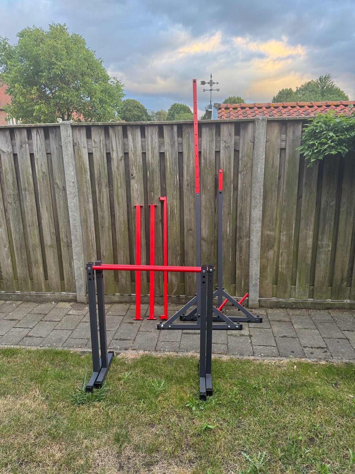 Verstelbaar Squat Rack & Dip Station - Calisthenics pull up, Ophalen, Zo goed als nieuw, Armen, Fitnessbank