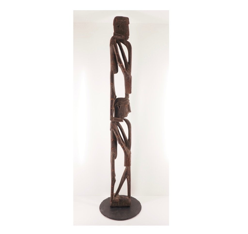 Groot Asmat 2 figuren voorouderbeeld 103 cm (260110-50), Antiek en Kunst, Hout, Bruin, Ophalen of Verzenden, 103 cm