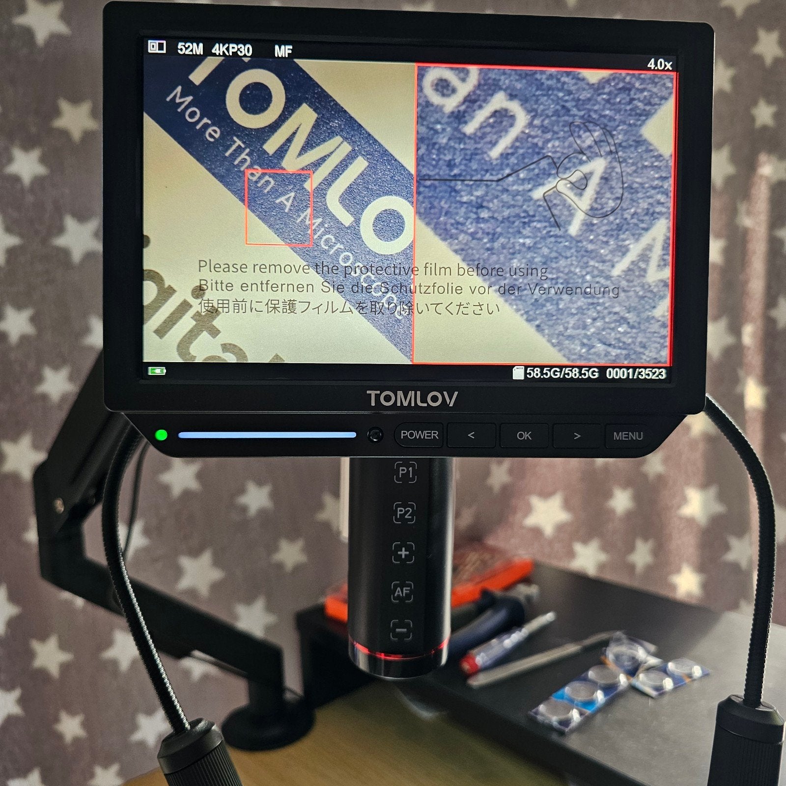 TOMOLOV TM4K-AF Flex Digitale Microscoop met Autofocus, Ophalen of Verzenden, Zo goed als nieuw, Minder dan 400x, Stereomicroscoop