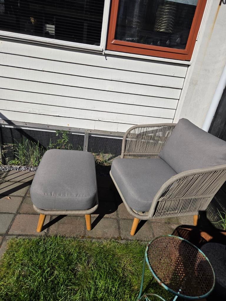 Volterra lounge balkonset 2-delig licht bruin wicker, Ophalen, Gebruikt, Wicker, Stoel