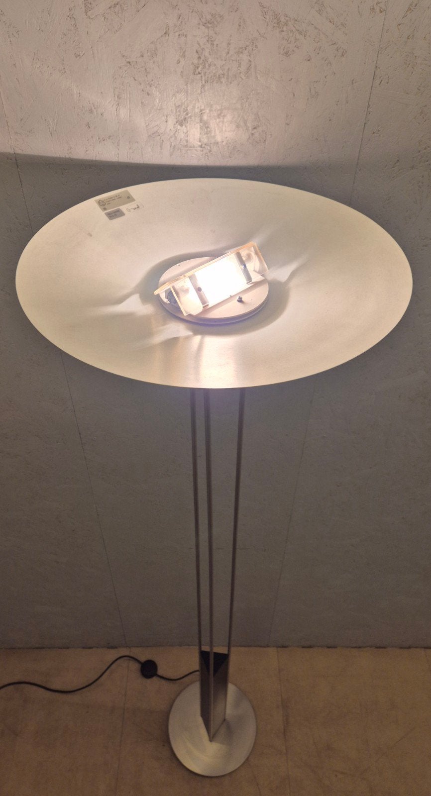 Design uplighter vloerlamp RVS 198 cm halogeen, Ophalen, Gebruikt, Overige fittingen, Minimalistisch