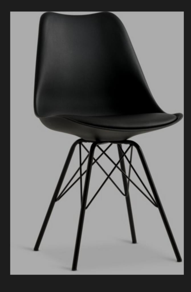 Complete eethoek (ronde tafel + 4 eetstoelen) zwart., Ophalen, Leer, Zwart, Zo goed als nieuw