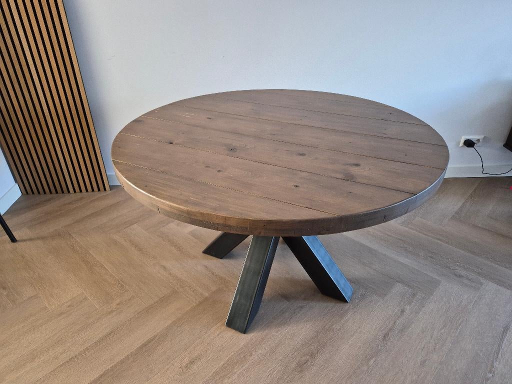 Ronde eetkamertafel 125cm, Ophalen, Gebruikt, Rond, Vier personen